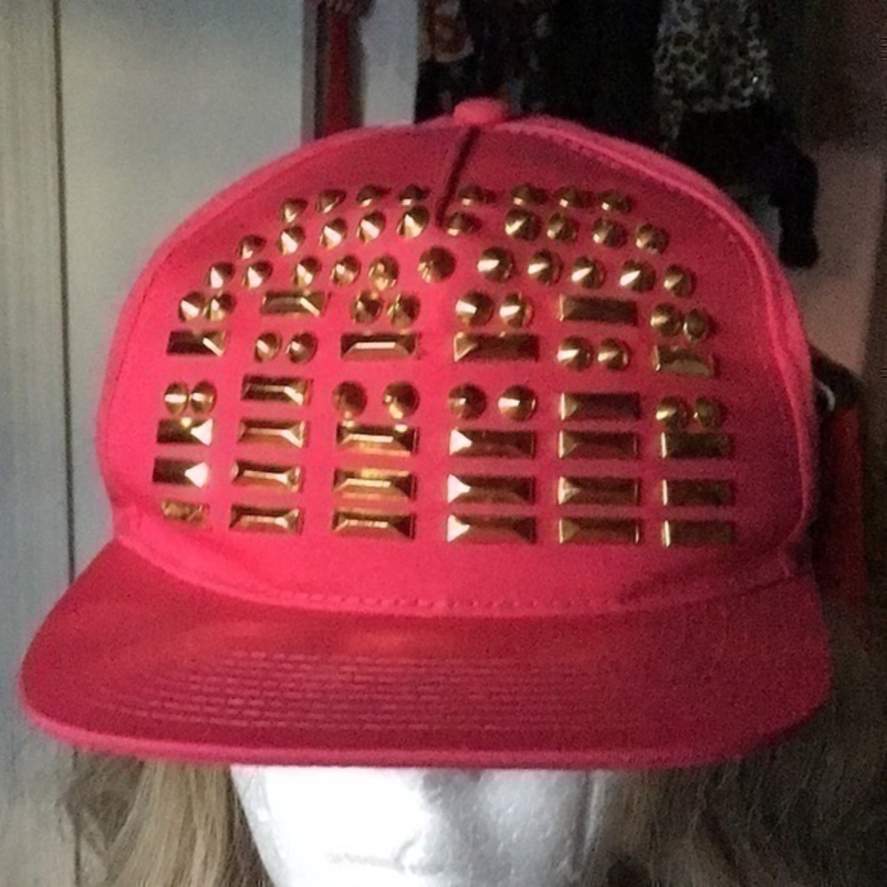 Nicki Minaj Hat Hot Pink Gold Studs Kiss Pretty Gang Snapback Ball Cap One Size
